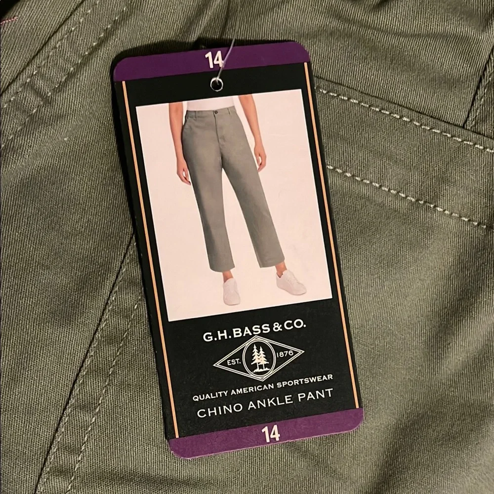 G.H. Bass & Co. Green Chinos Ankle with Tailored Fit Pant Size 14 - Picture 2 of 4